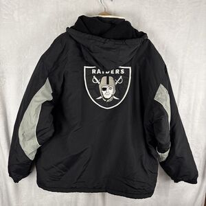 Vintage Oakland Las Vegas Raiders Full Zip Puffer Jacket Spotlight Size XL